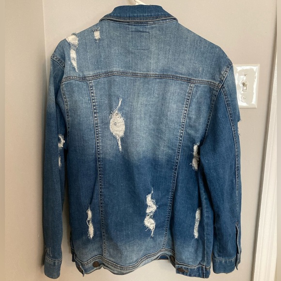Oversized Distressed Denim Jacket - Picture 2 of 4